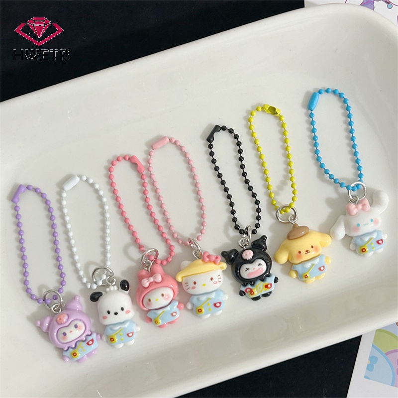 Hwtr sanrio Móc Chìa Khóa Xe Hơi Bằng Nhựa resin Hình kuromi my melody cinnamon Dễ Thương Mới