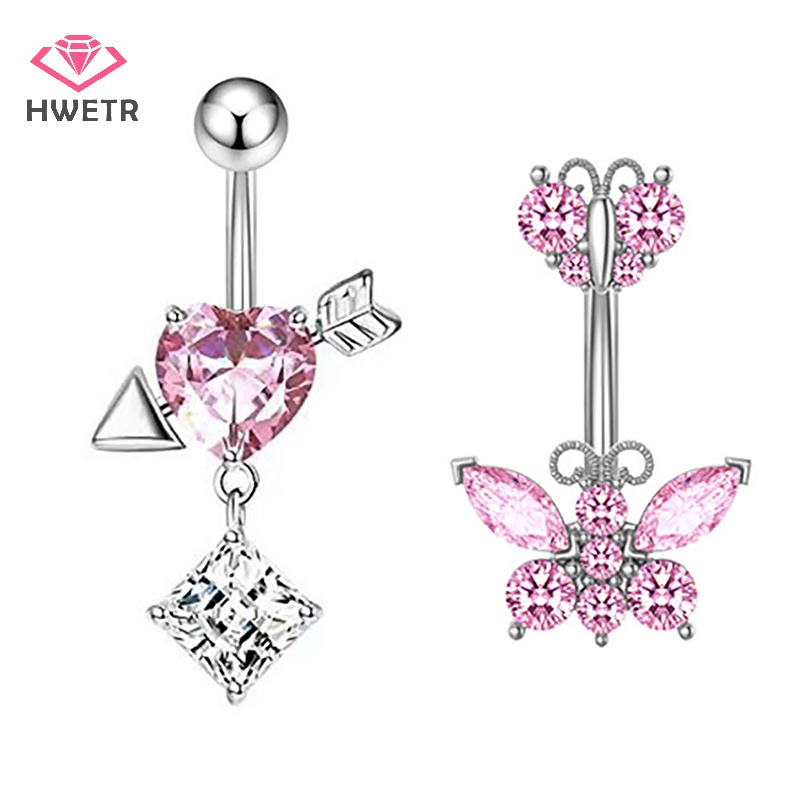 Khuyên Rốn Hình Bướm Đính Đá Chất Liệu Thép Không Gỉ Mới