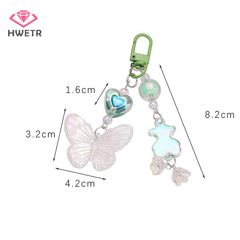 Hwetr ins Móc Khóa acrylic Màu gradient Họa Tiết Bướm Nhỏ Trong Suốt Tươi Mới Dành Cho Trang Trí Túi Xách