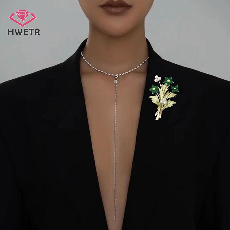 Cài Áo Hình Bó Hoa Đính Đá Phong Cách Âu Mỹ Thời Trang Mới