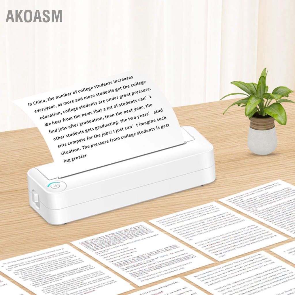 Máy in nhiệt WiFi Từ xa không dây mực giấy A4 màu trắng tích hợp pin AKOASM