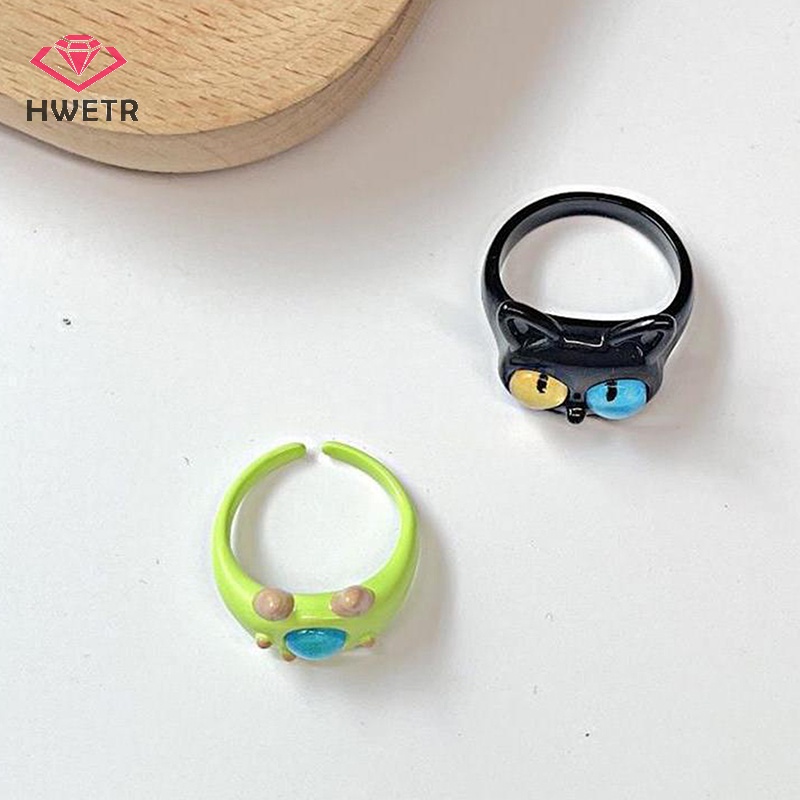 Nhẫn cưới HWETR hình mèo mắt to vui nhộn thời trang