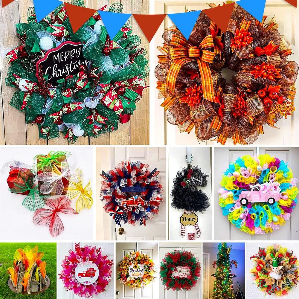 Tấm Vải Lưới pp 26cm * 10 Kích Thước Họa Tiết Sọc Ngang Nhiều Màu Trang Trí Giáng Sinh