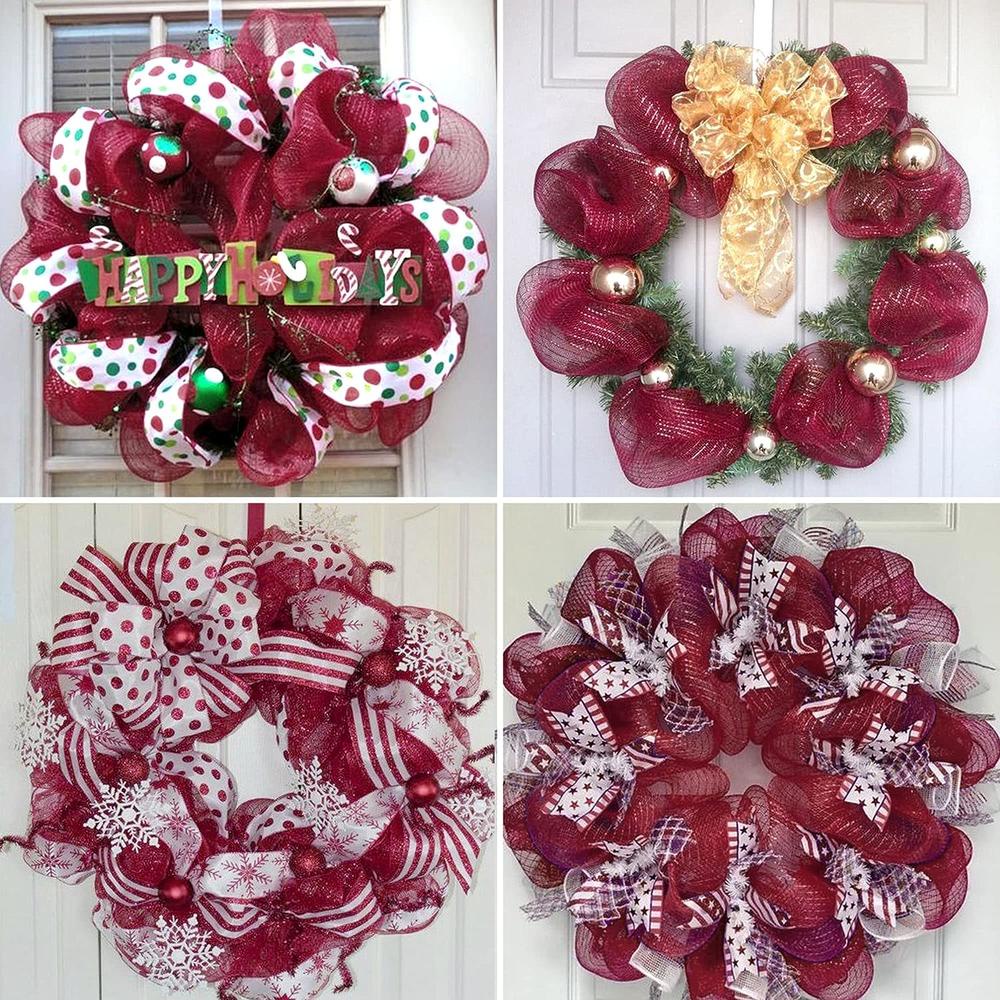 Tấm Vải Lưới pp 26cm * 10 Kích Thước Họa Tiết Sọc Ngang Nhiều Màu Trang Trí Giáng Sinh