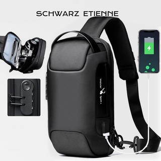 Schwarz Túi Thể Thao Đeo Chéo Ngực Chống Trộm Cỡ Lớn Thời Trang Cho Nam