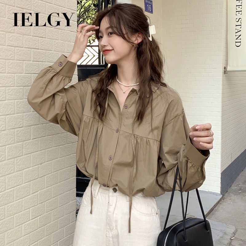 Áo Sơ Mi Nữ Dài Tay Cổ Bẻ Form Rộng Phong Cách retro Mới