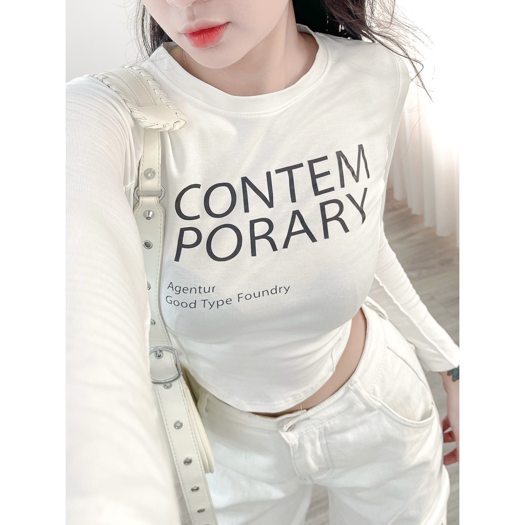 Áo thun AIORI croptop nữ body tay dài cổ tròn chất vải thun quảng châu cao cấp Mã G006 - AIORI VIỆT NAM