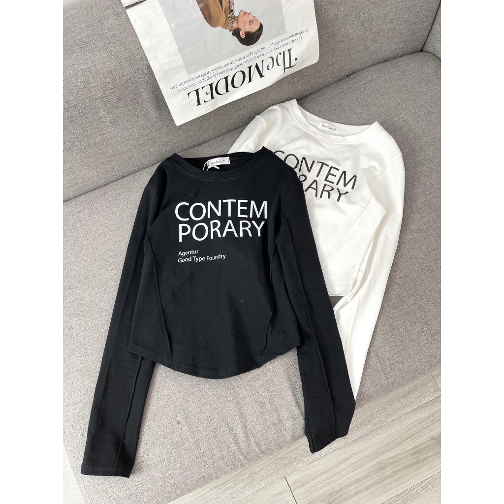 Áo thun AIORI croptop nữ body tay dài cổ tròn chất vải thun quảng châu cao cấp Mã G006 - AIORI VIỆT NAM