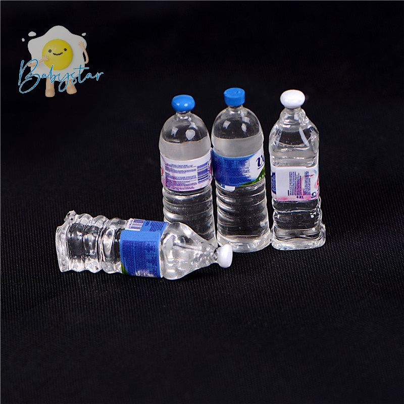 Set 4 Chai Nước Khoáng Mini Tỉ Lệ 1 / 6 1 / 12 Dùng Để Trang Trí Nhà Búp Bê Mới