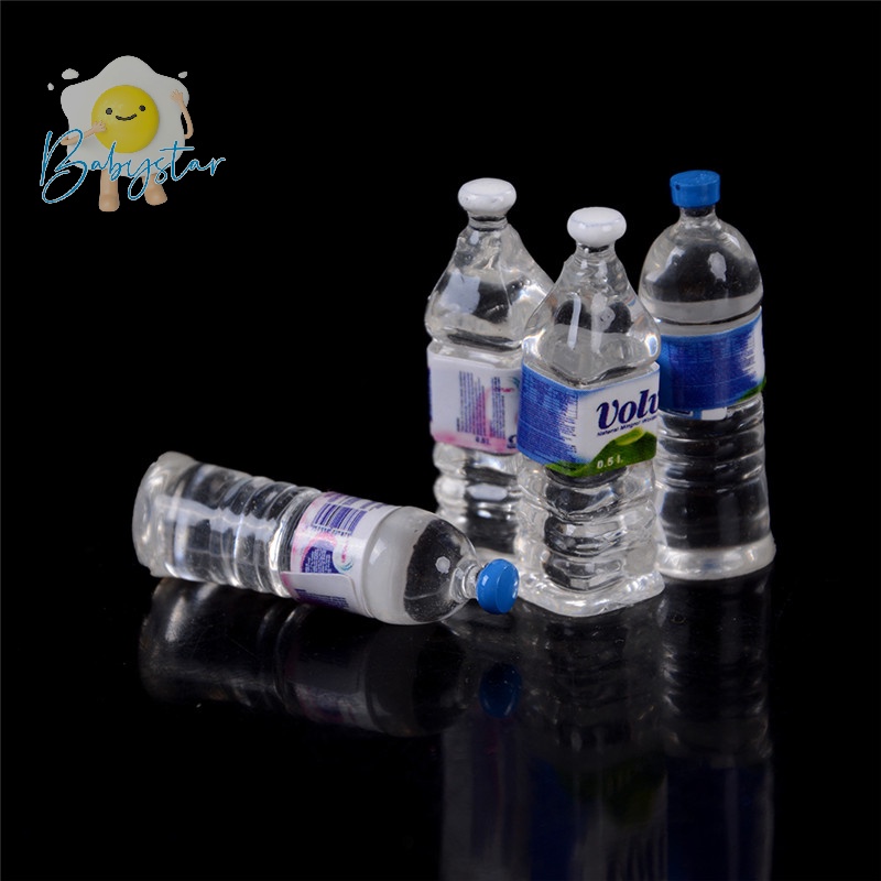 Set 4 Chai Nước Khoáng Mini Tỉ Lệ 1 / 6 1 / 12 Dùng Để Trang Trí Nhà Búp Bê Mới