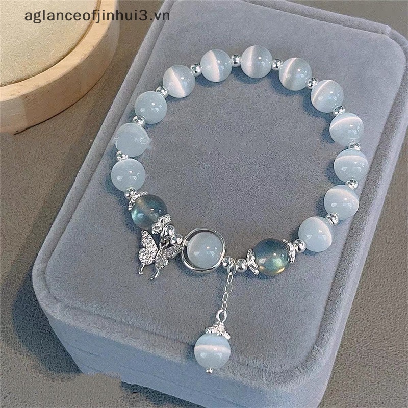 ~ Afhvn ~ Vòng Tay Chuỗi Hạt Đá Mặt Trăng Pha Lê Nhân Tạo Thời Trang Hàn Quốc Đơn Giản Làm Quà Tặng Trang Sức