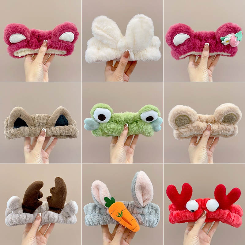 Băng Đô Cài Tóc Bông Hình Động Vật Thời Trang Hàn Quốc Dành Cho Nữ Rửa Mặt