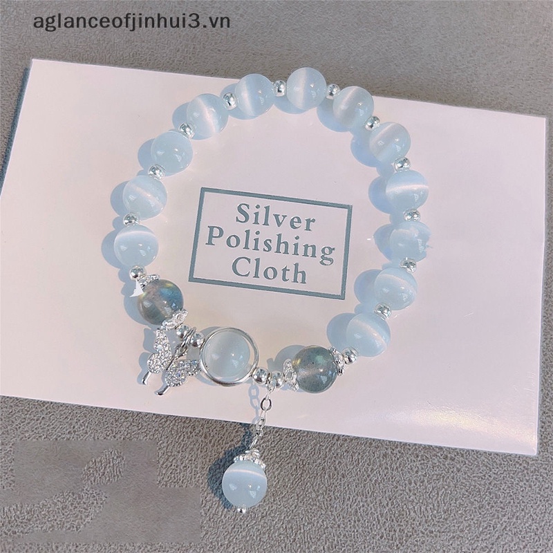 ~ Afhvn ~ Vòng Tay Chuỗi Hạt Đá Mặt Trăng Pha Lê Nhân Tạo Thời Trang Hàn Quốc Đơn Giản Làm Quà Tặng Trang Sức