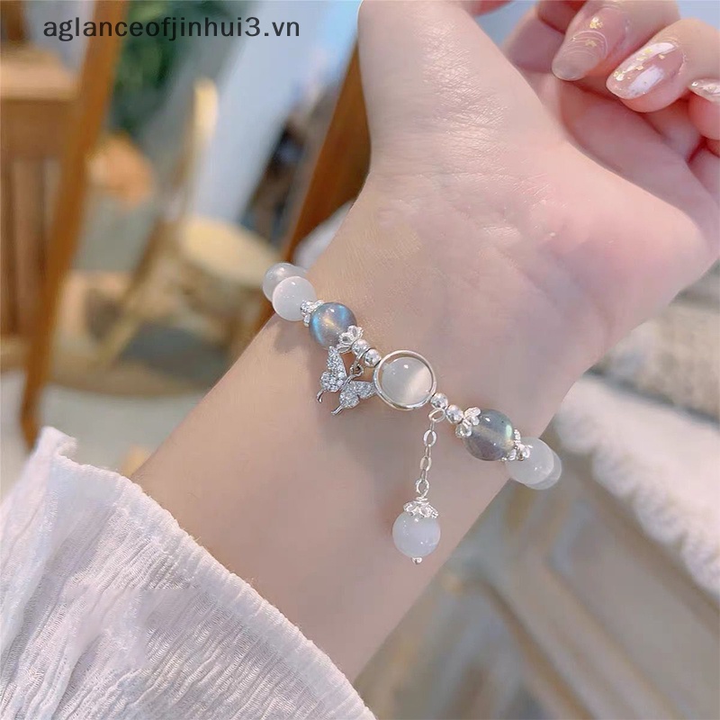 ~ Afhvn ~ Vòng Tay Chuỗi Hạt Đá Mặt Trăng Pha Lê Nhân Tạo Thời Trang Hàn Quốc Đơn Giản Làm Quà Tặng Trang Sức