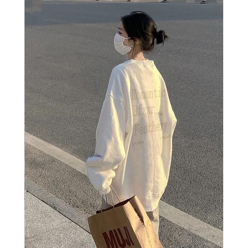 Sugemiusi Áo sweatshirt Trắng Tay Dài Có Mũ Trùm Không Tay Phong Cách Mỹ Thời Trang Xuân Thu Mới Cho Nữ