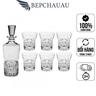 Bộ bình ly pha lê cao cấp bohemia trinity, set bình rượu 0.7l kèm 6 cốc 320ml, nhập đức, bepchauau