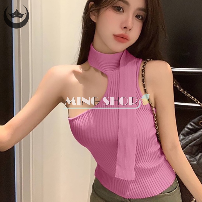 Áo Dệt Kim Hai Dây Màu Sắc Thời Trang Mùa Hè Cho Nữ