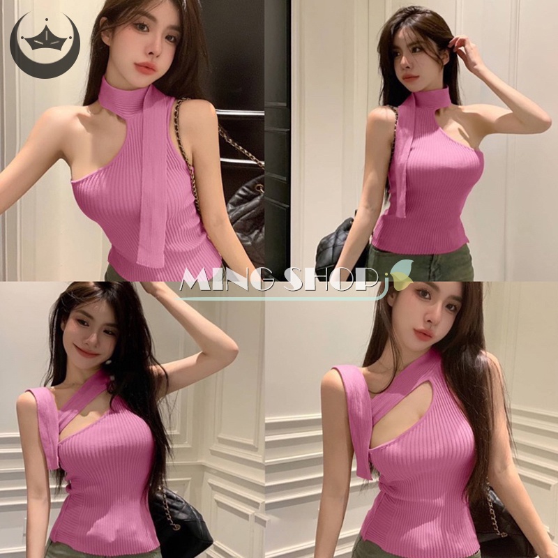 Áo Dệt Kim Hai Dây Màu Sắc Thời Trang Mùa Hè Cho Nữ