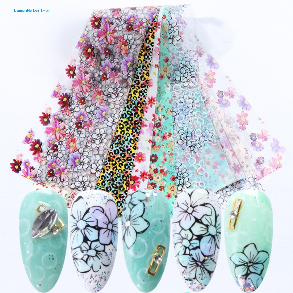 Set 10 Tấm Nhãn Dán Trang Trí Móng Tay In Họa Tiết Chanhwater1.br