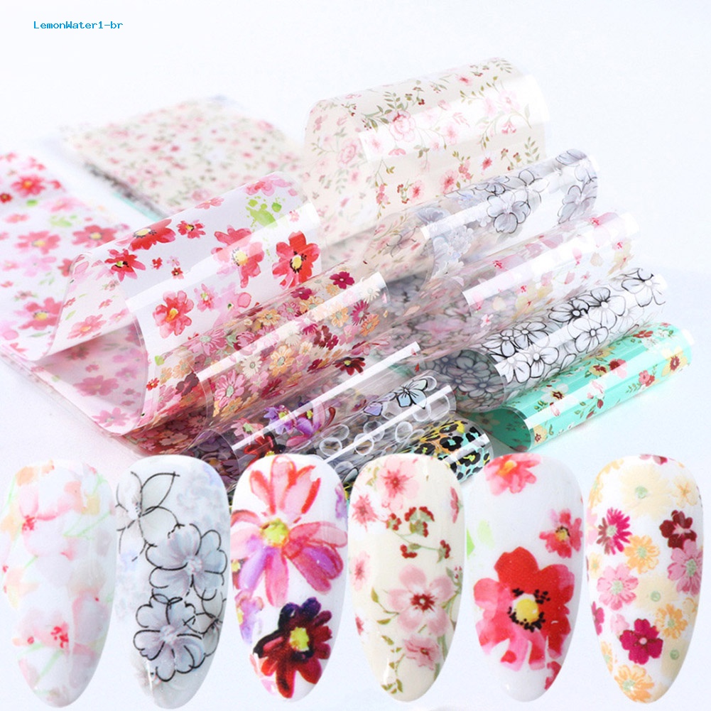 Set 10 Tấm Nhãn Dán Trang Trí Móng Tay In Họa Tiết Chanhwater1.br