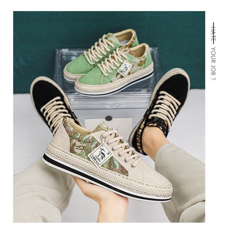 Giày Thể Thao Vải Lanh Cổ Thấp Mẫu Mới 2023 Thời Trang Xuân Thu Cho Nam