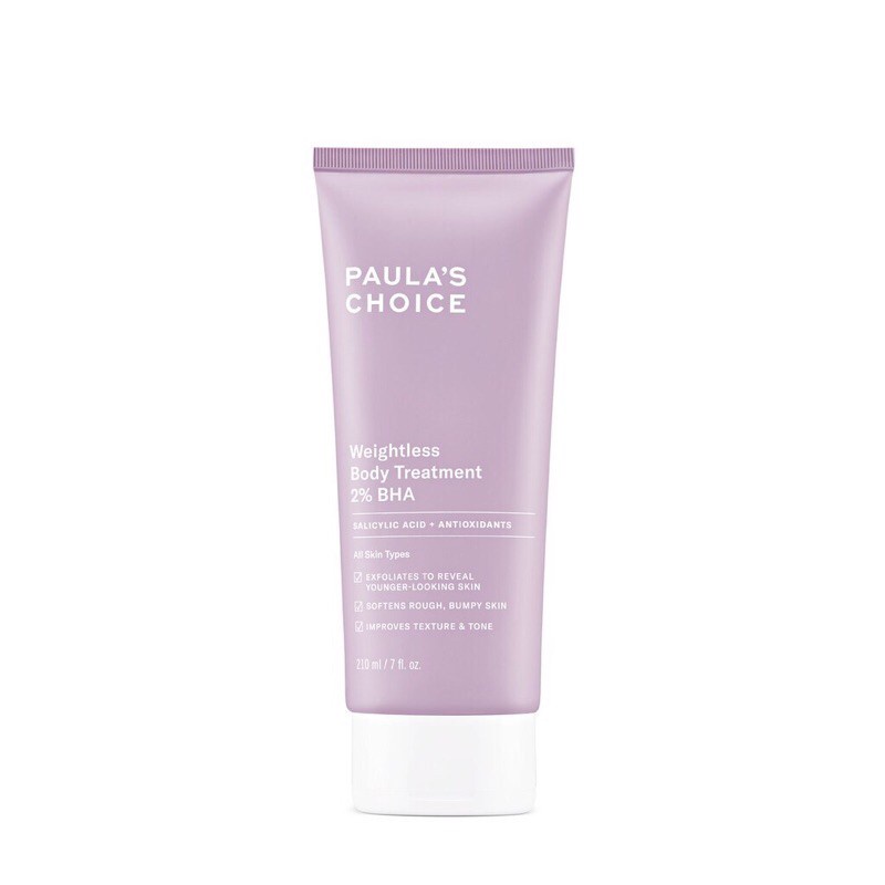 Kem dưỡng thể ngừa viêm lỗ chân lông chứa 2% BHA Paula's Choice Weightless Body Treatment 2% BHA 210ml - BRZONE OFFICIAL