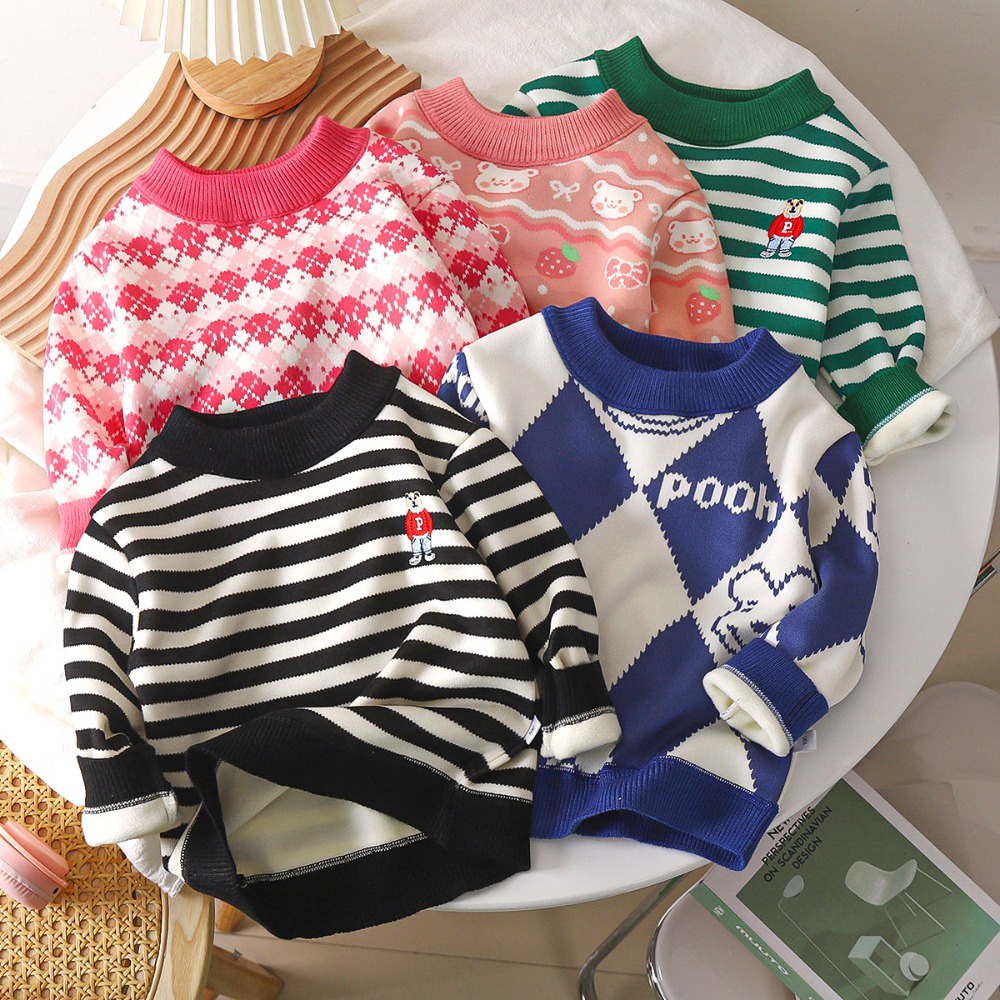 Áo sweater Tay Dài Thiết Kế Mới Dày Dặn Thời Trang Mùa Thu Đông Dành Cho Bé Trai Và Bé Gái