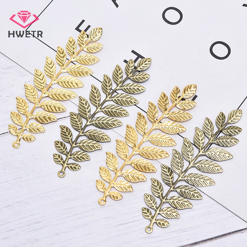 Set 10 Đầu Nối Hình Lá Bằng Kim Loại Phong Cách vintage Mới