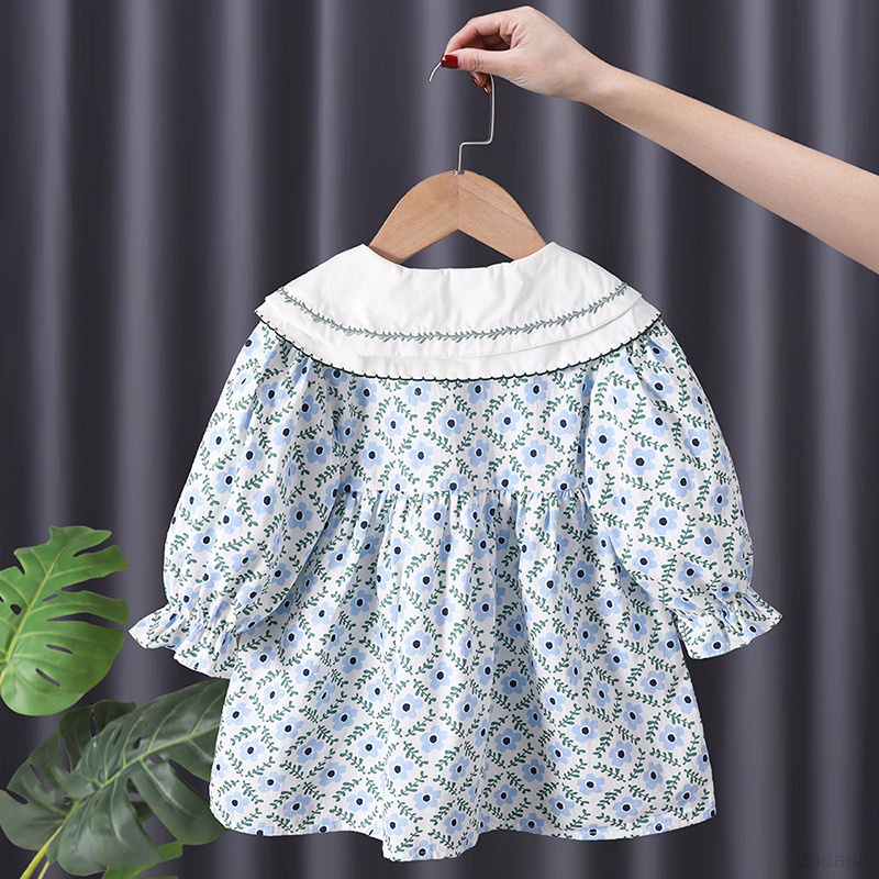 Đầm Búp Bê Công Chúa Tay Dài Phong Cách Hàn Quốc Thời Trang Xuân Thu Cho Bé Gái