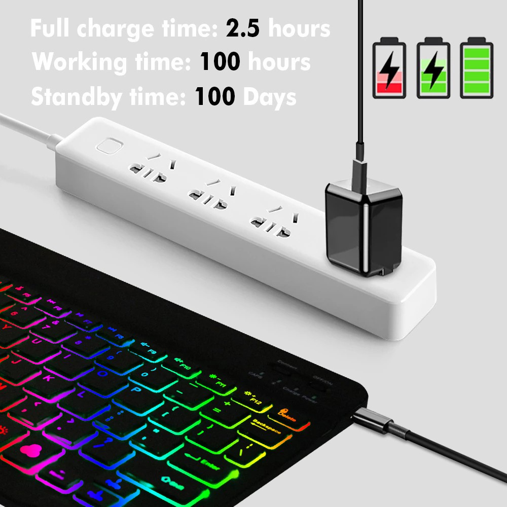 Bàn phím và chuột Bluetooth không dây goojodoq có đèn nền LED thích hợp cho laptop/ iPad/ máy tính bảng/ Android