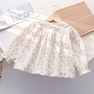 Trẻ em phiên bản Hàn Quốc áo sơ mi hoa ren áo sơ mi dài tay mới