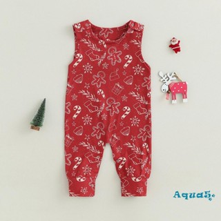 Aqua-bộ Áo Liền Quần Không Tay Cổ Thuyền In Họa Tiết Bông Tuyết Giáng Sinh Có Hộp Quà Tặng Cho Bé Trai Bé Gái Sơ Sinh