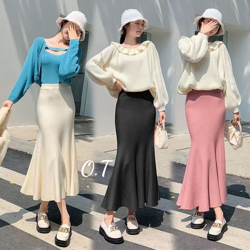 Chân váy len dài đuôi cá xinh hàng QC