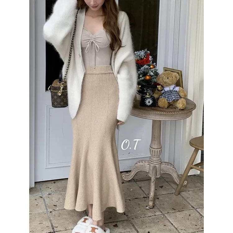Chân váy len dài đuôi cá xinh hàng QC