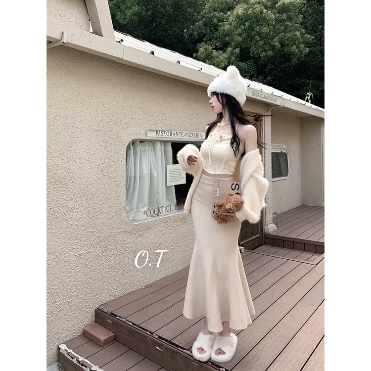 Chân váy len dài đuôi cá xinh hàng QC