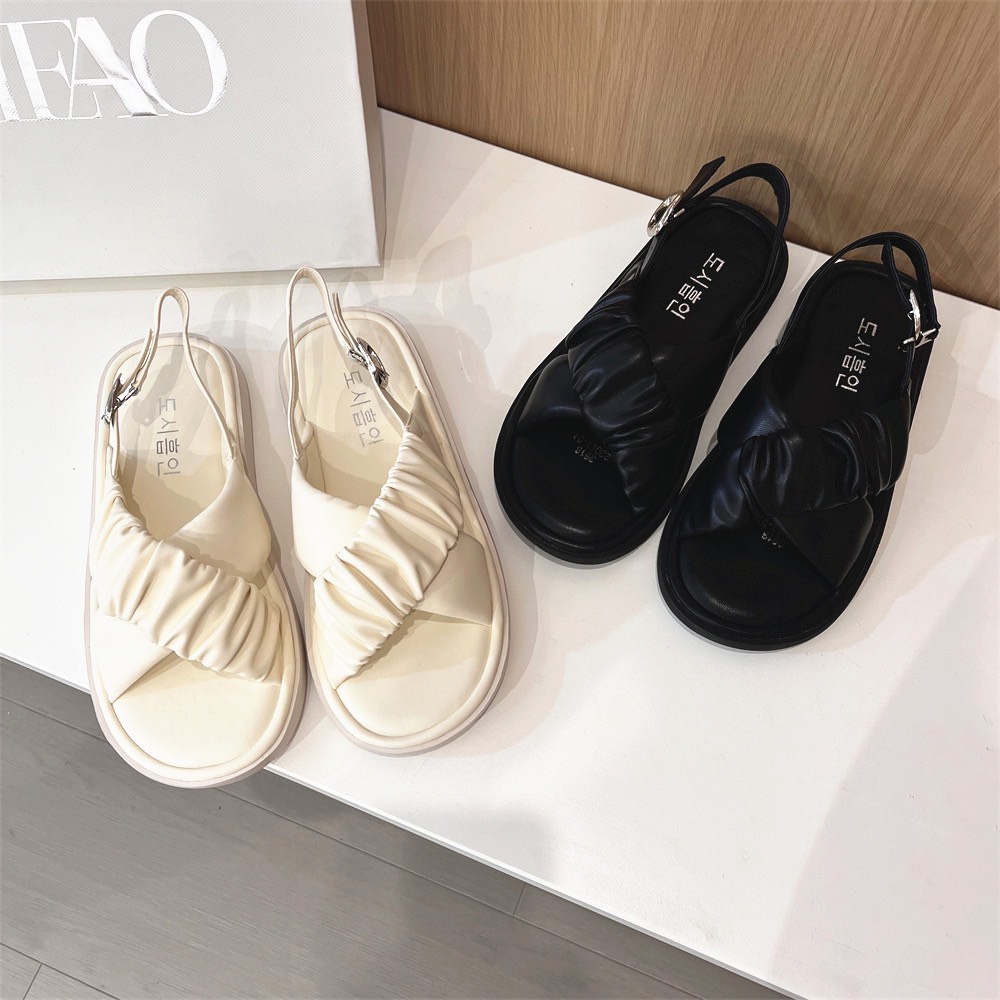 Sandal nữ quai chéo, dép quai hậu nữ chất liệu cao su dễ vệ sinh không thấm nước, phong cách hàn quốc SPN37