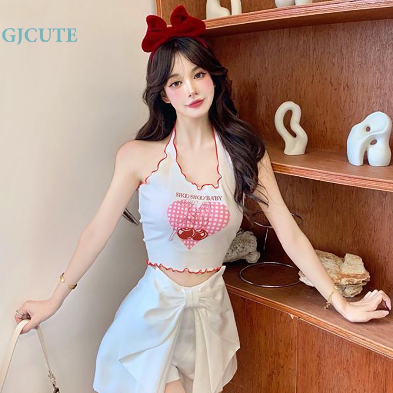 Áo Hai Dây Mỏng Mùa Hè In Hình Trái Tim Tình Yêu Không Viền Ngọt Ngào Cho Nữ wtd