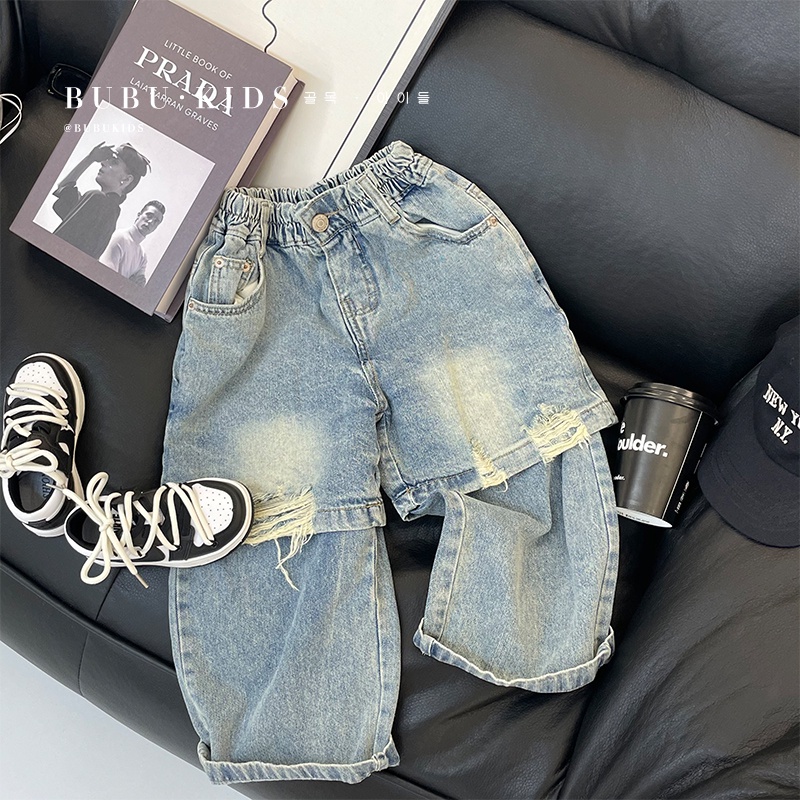 Quần Jean Dài Thời Trang Xuân Thu Cá Tính Cho Bé Trai