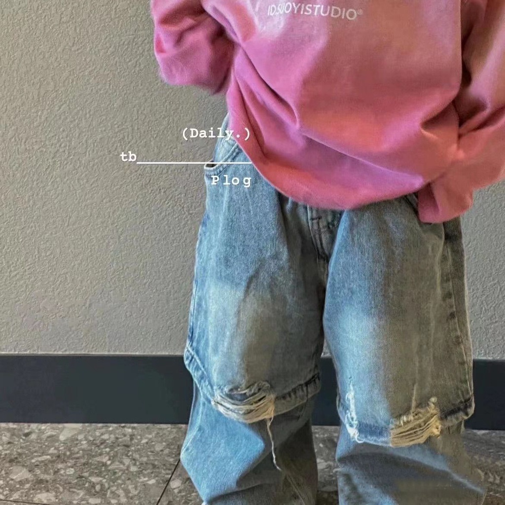 Quần Jean Dài Thời Trang Xuân Thu Cá Tính Cho Bé Trai