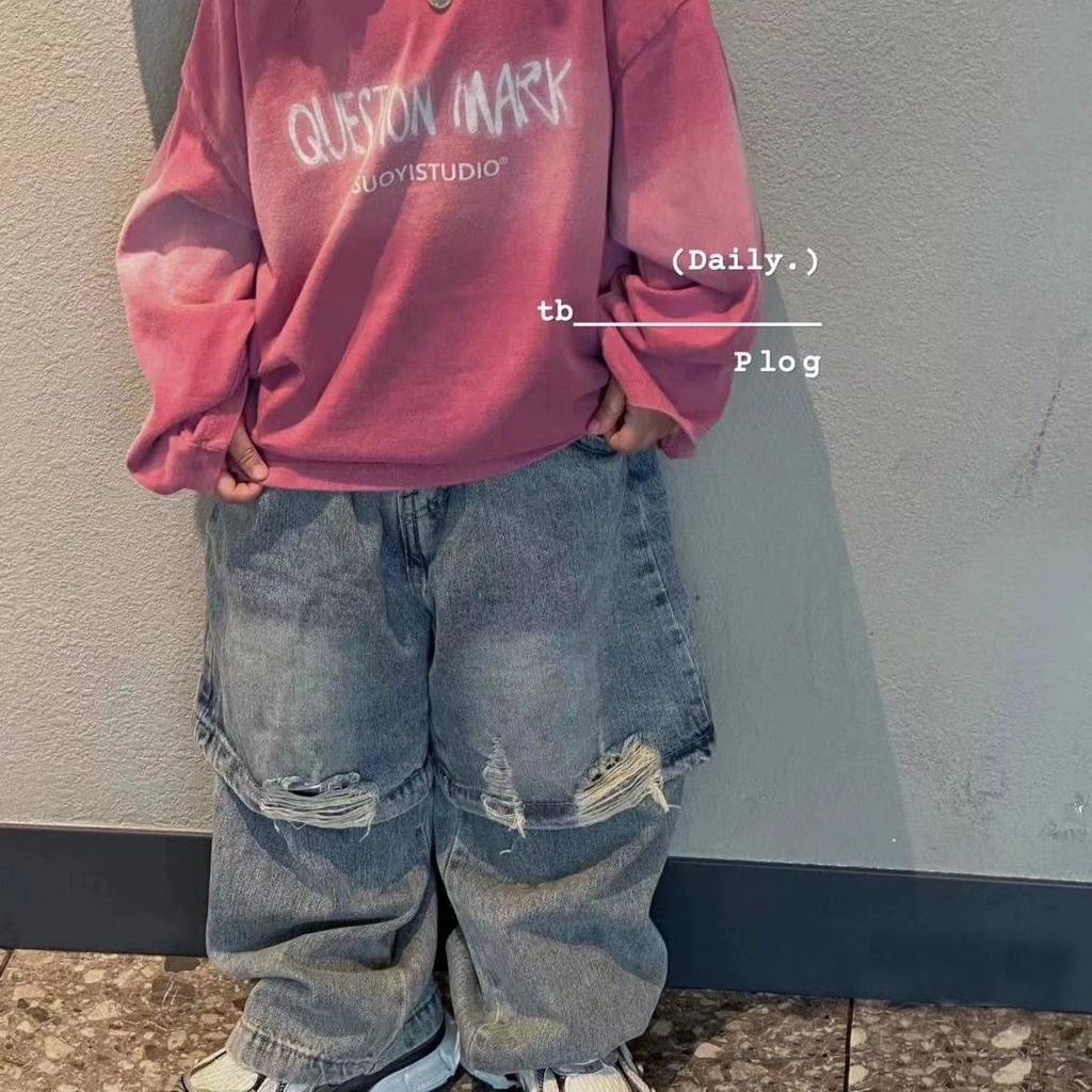 Quần Jean Dài Thời Trang Xuân Thu Cá Tính Cho Bé Trai