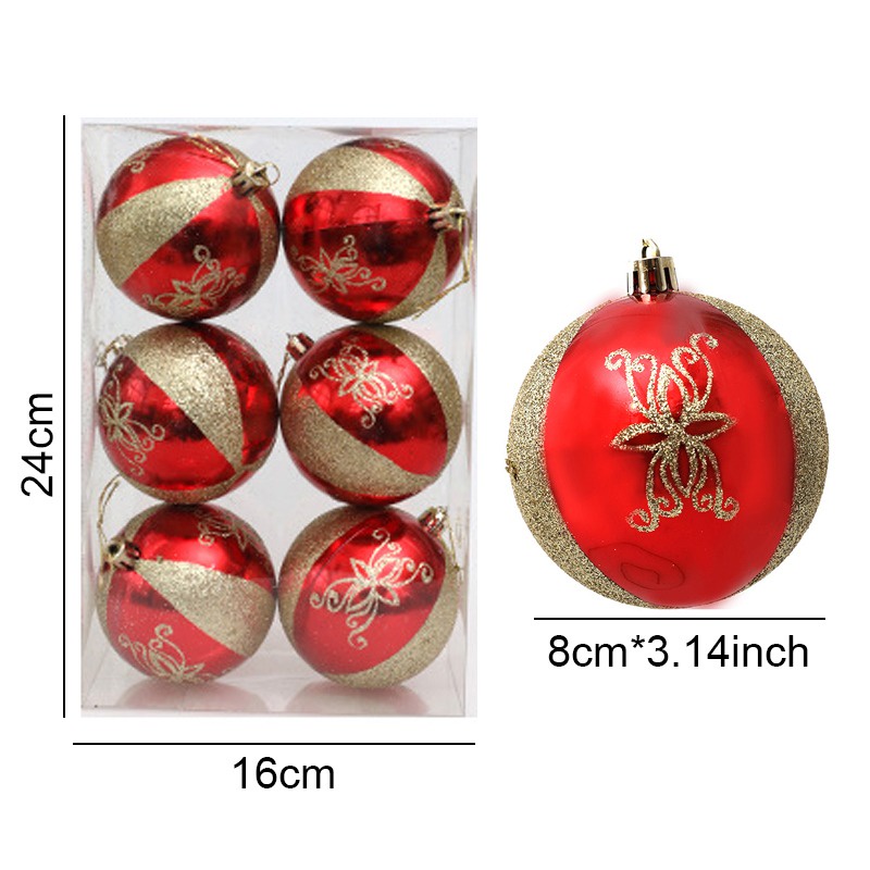 Set 6 Trái Châu Bằng Nhựa 8cm Trang Trí Cây Thông Giáng Sinh / Năm Mới diy