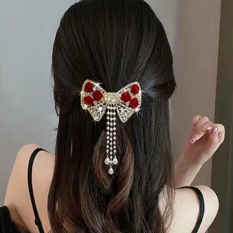 Kẹp Tóc Hình Hoa Hồng Đính Đá Thời Trang Cho Nữ CHLINS