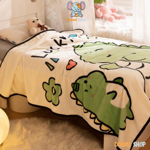 Chăn cho bé đi học, chăn tuyết nhung cho bé hình ngộ nghĩnh chất tuyết nỉ nhung mềm mịn 1mx1m4 Doomi Baby - HT643