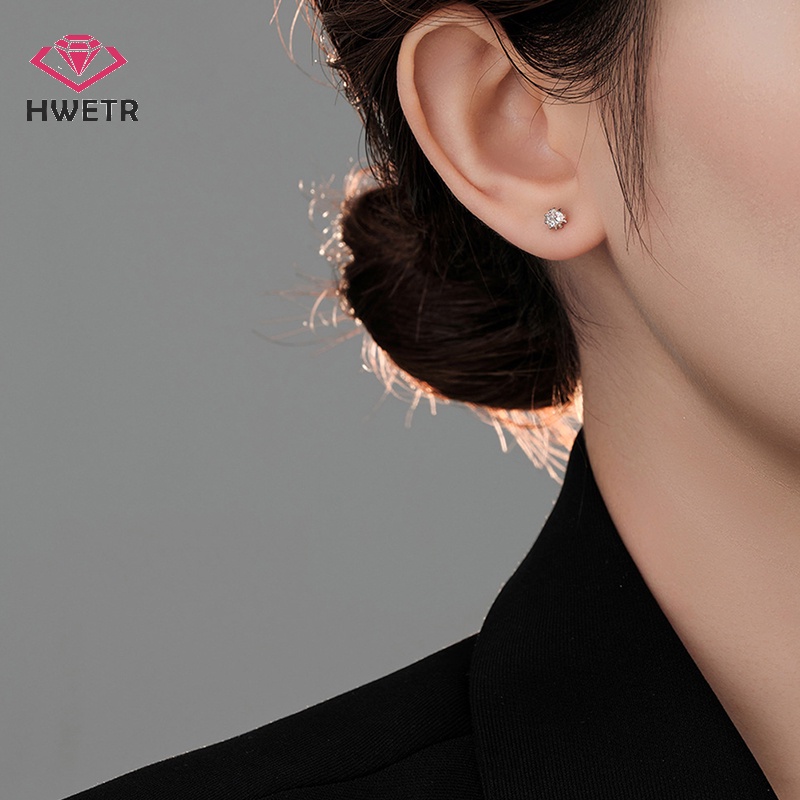 1 Đôi Bông Tai Hình Học 5mm Đính Đá zircon Thời Trang Cho Nữ Mới