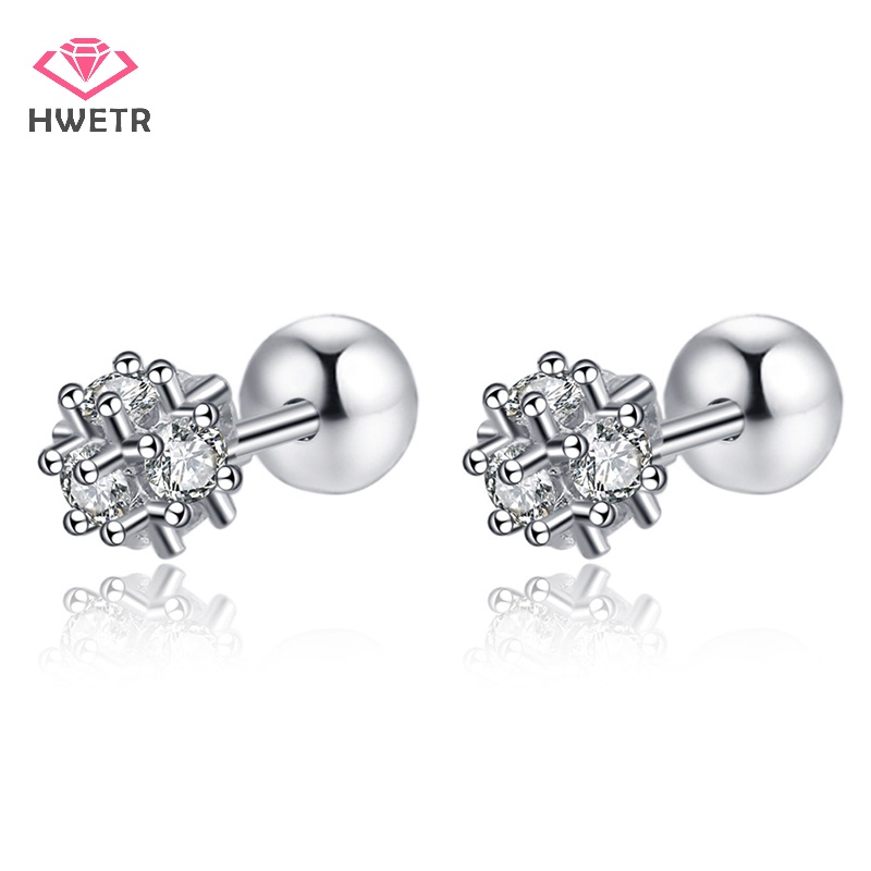 1 Đôi Bông Tai Hình Học 5mm Đính Đá zircon Thời Trang Cho Nữ Mới