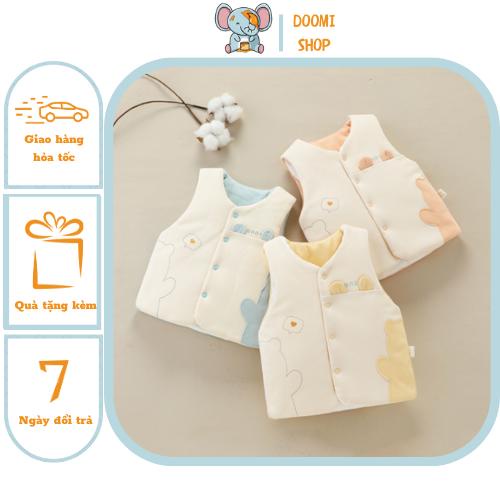 Áo Gile Cho Bé, Áo Gile Cotton Trần Bông Họa Tiết Gấu 3D Siêu Nhẹ Siêu Ấm Cho Bé Doomi Baby - HT638