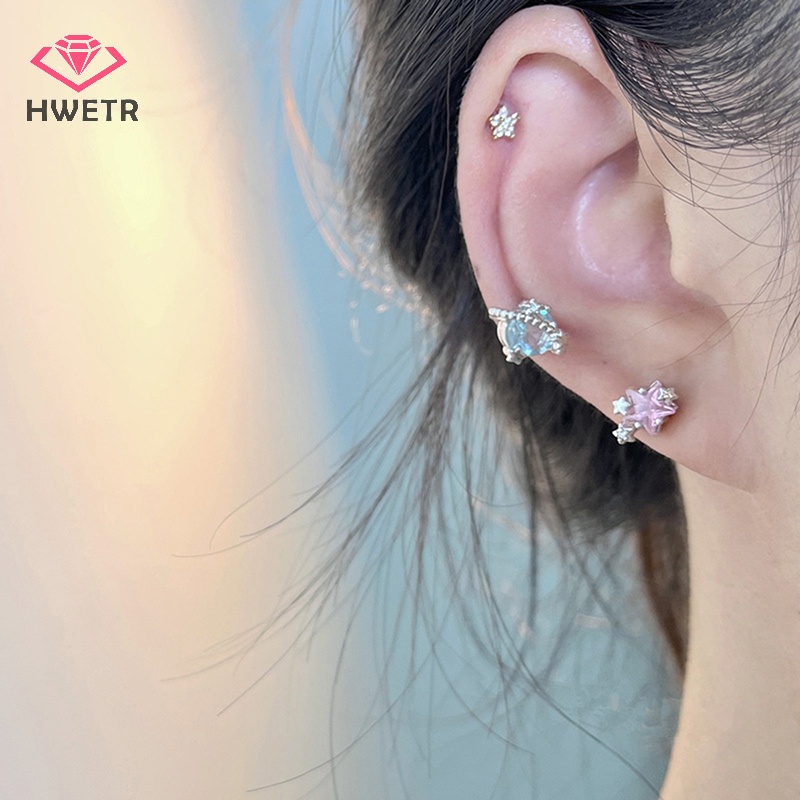 Bông Tai Đính Đá zircon Nhiều Màu Sắc Thời Trang Dành Cho Nữ Mới