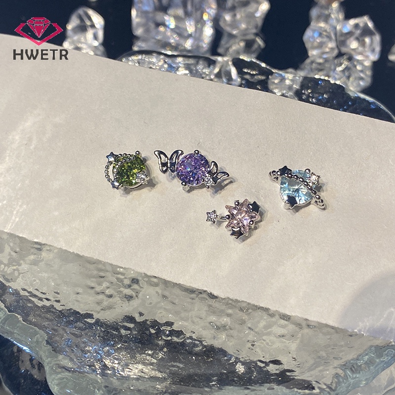 Bông Tai Đính Đá zircon Nhiều Màu Sắc Thời Trang Dành Cho Nữ Mới