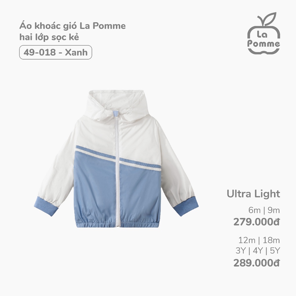 Áo khoác gió La Pomme hai lớp sọc kẻ