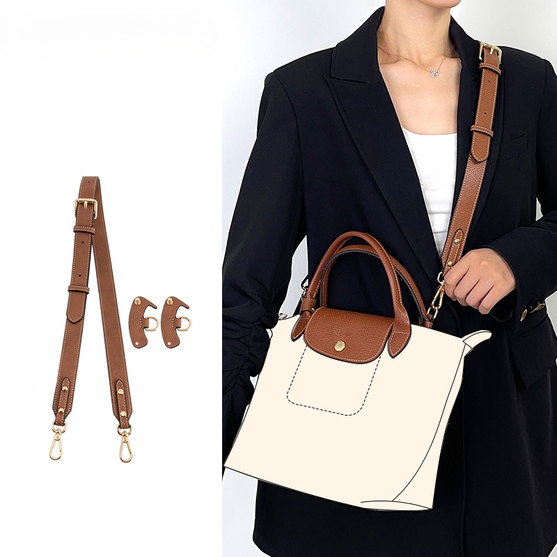 LONGCHAMP Set Túi Xách Da Thật + Dây Đeo Vai + Tay Cầm Dài 86-103cm Có Thể Điều Chỉnh Kích Thước